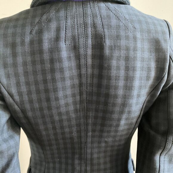Drykorn Plaid Check Knit Collar Asymmetrical Closure Fitted Blazer XS - Picture 8 of 10